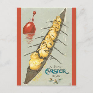  zes kippen in een bootPasen Briefkaart