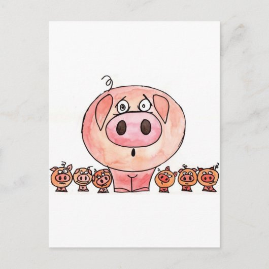 Zes kleine varkens briefkaart (Voorkant)
