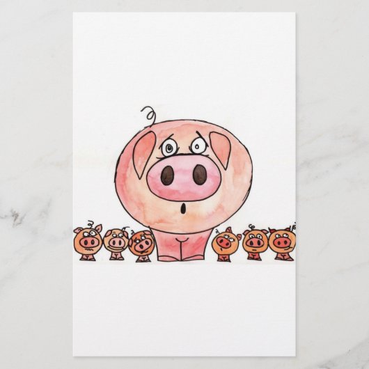 Zes kleine varkens briefpapier (Voorkant)