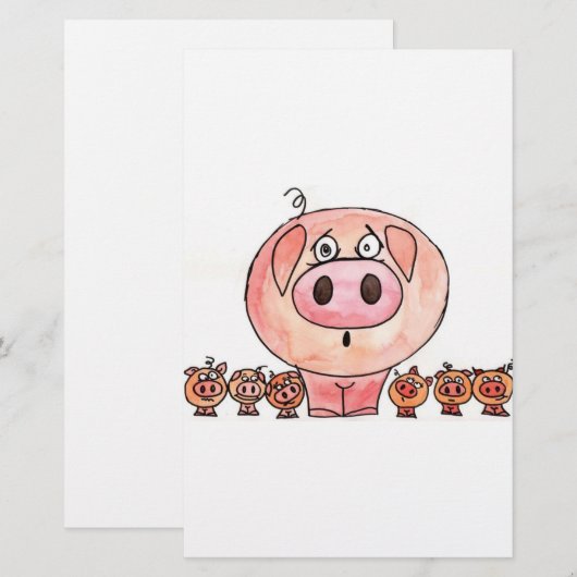 Zes kleine varkens briefpapier (Voorkant / Achterkant)