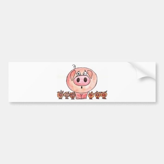 Zes kleine varkens bumpersticker (Voorkant)