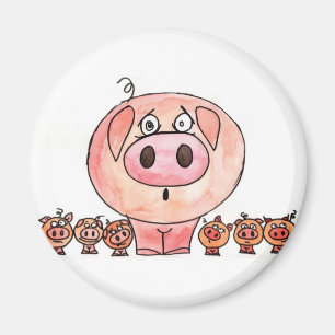 Zes kleine varkens magneet