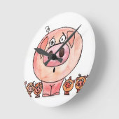 Zes kleine varkens ronde klok (Hoek)