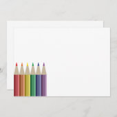 Zes kleurpotloden in regenboog array notitiekaartje (Voorkant / Achterkant)