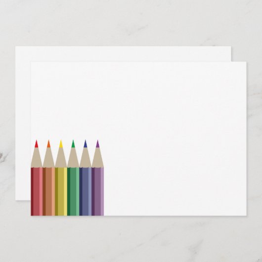 Zes kleurpotloden in regenboog array notitiekaartje (Voorkant / Achterkant)