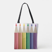 Zes kleurpotloden in regenboog array tote bag (Achterkant)
