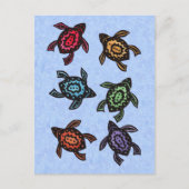 Zes kleurrijke schildpadden Abstracte markeringen  Briefkaart (Voorkant)