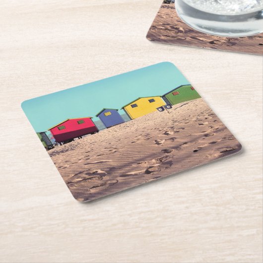 Zes kleurrijke strand | Kaapstad, Zuid-Afrika Kartonnen Onderzetters (Schuin)
