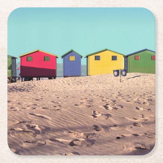 Zes kleurrijke strand | Kaapstad, Zuid-Afrika Kartonnen Onderzetters (Voorkant)