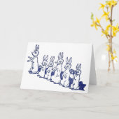 Zes Konijnen zitten en slaan omhoog Hun Poten Kaart (Gele Bloem)