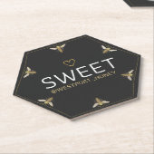 Zes Koningin Bee HEXAGON Honing met Hart Promotion Kartonnen Onderzetters (Schuin)