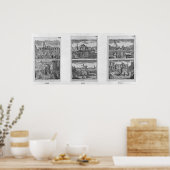 Zes koninklijke beelden in Parijs Poster (Keuken)