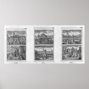 Zes koninklijke beelden in Parijs Poster