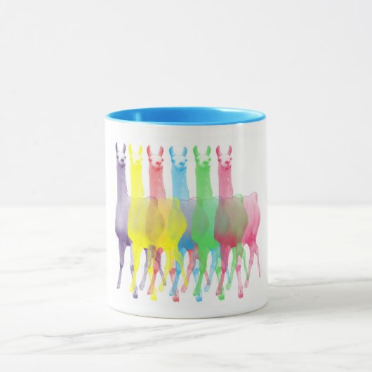 zes lama ' s in zes lamakleuren mok (Midden)