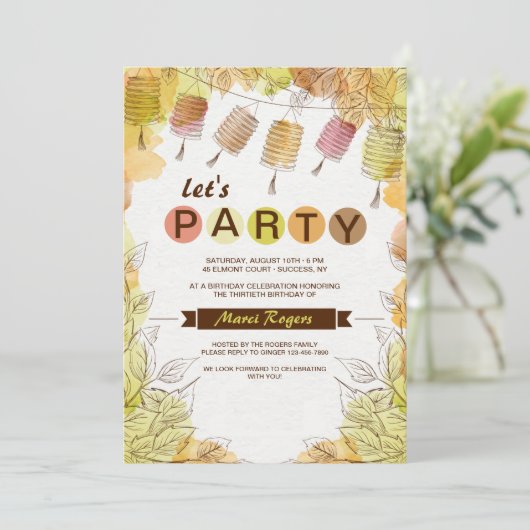 Zes lantaarns uitnodiging (Staand voorkant)