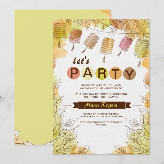 Zes lantaarns uitnodiging (Voorkant / Achterkant)