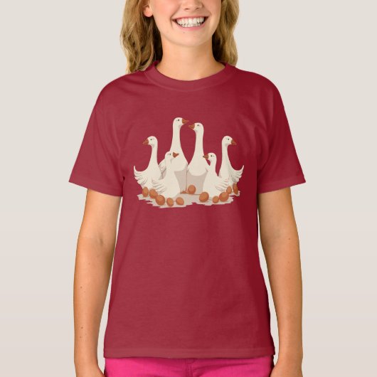 Zes Leggende Ganzen Uitknippen Sjabloon Stijl 2 T-shirt (Voorkant)