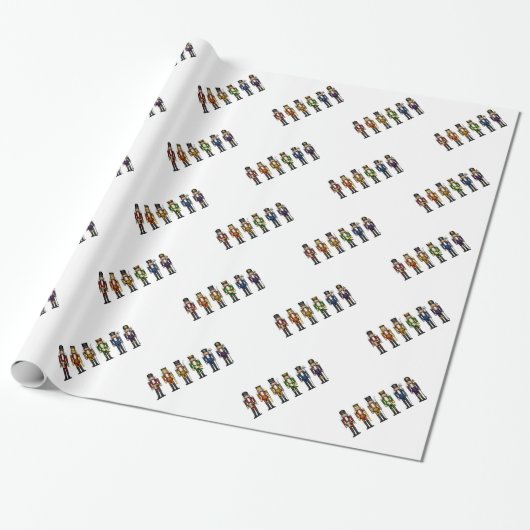 Zes LGBTQ Pride Rainbow Winter Nutcrackers Cadeaupapier (Uitgerold)