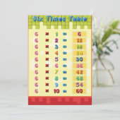 Zes maal daagse tafeluitnodigingen kaart (Staand voorkant)