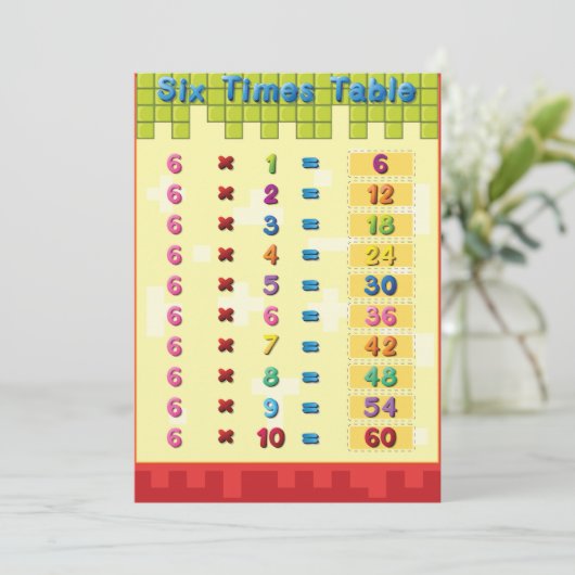 Zes maal daagse tafeluitnodigingen kaart (Staand voorkant)