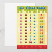 Zes maal daagse tafeluitnodigingen kaart (Voorkant / Achterkant)