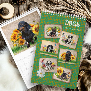 Zes Maanden Kalender Honden in Bloemen