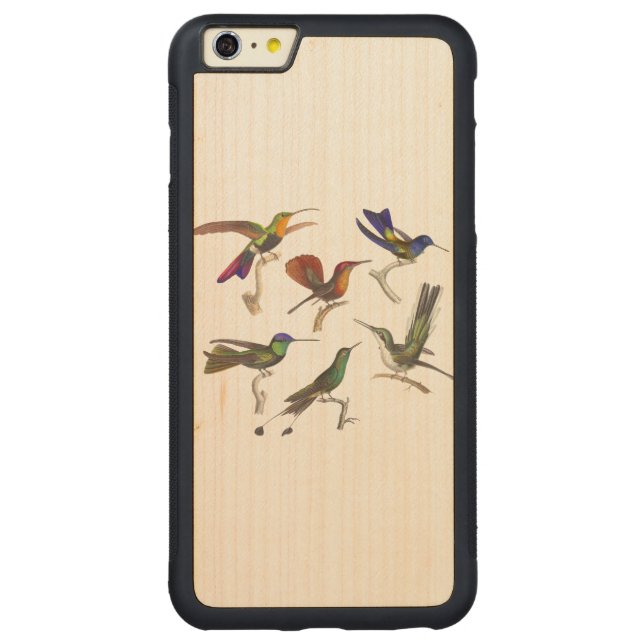 Zes mensvogels carved wood iPhone hoesje (Achterkant)