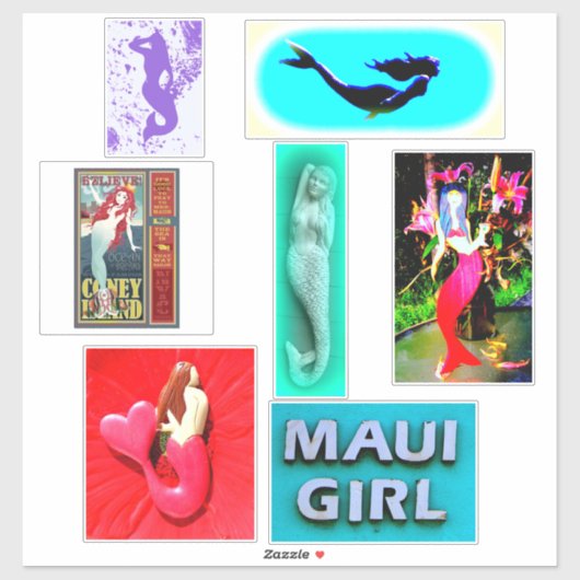 zes mermaïden sticker (Vel)