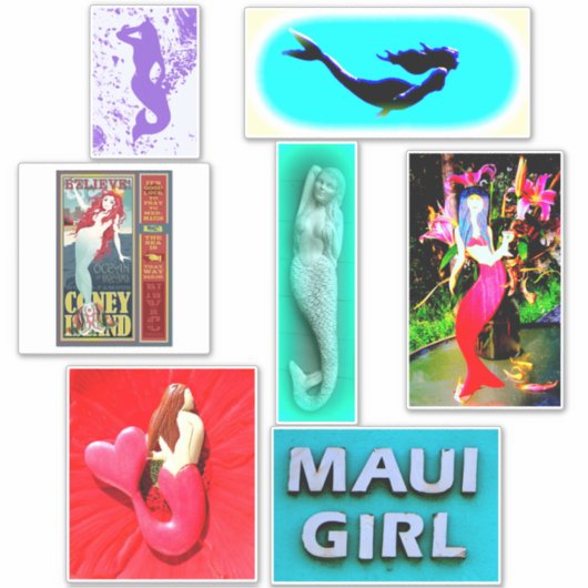 zes mermaïden sticker (Voorkant)