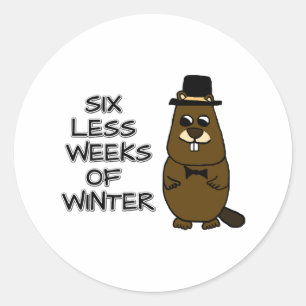 Zes minder weken winter ronde sticker