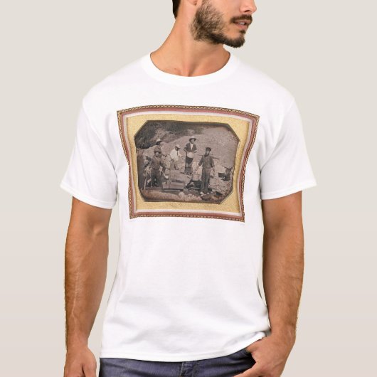 Zes miners met rotswand, wielscharnieren... (40046 t-shirt (Voorkant)