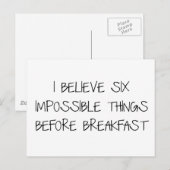 Zes onmogelijke dingen voor ontbijt briefkaart (Voorkant / Achterkant)