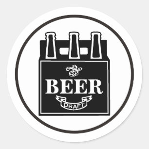 Zes pak bier ronde sticker