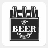 Zes pak bier vierkante sticker (Voorkant)