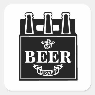 Zes pak bier vierkante sticker