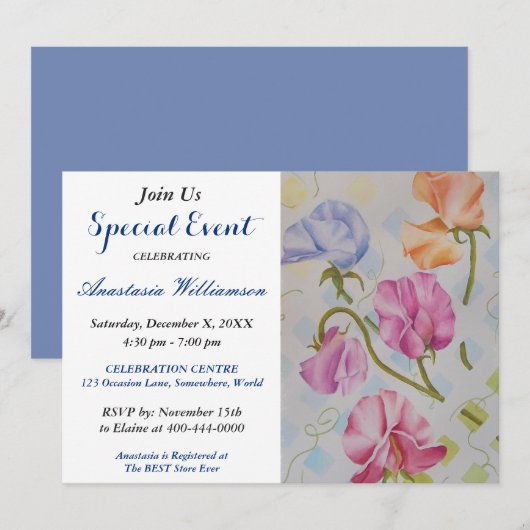 ZES PARTIJGEBEURTENIS VAN SWEET INVITE KAART (Voorkant / Achterkant)