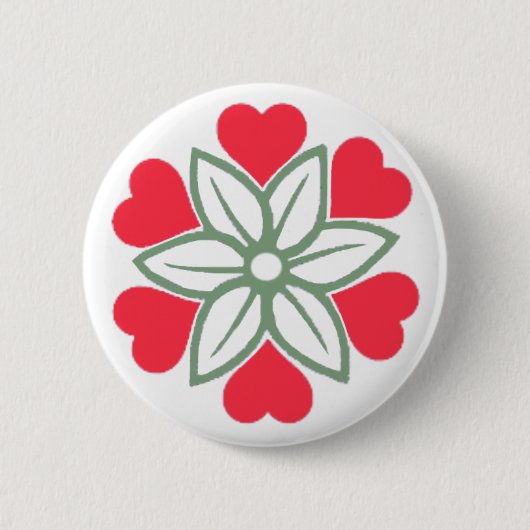 Zes rode harten ventilator Button Pin Badge (Voorkant)