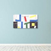 Zes ruimten met kruisingen | Sophie Taeuber-Arp | Canvas Afdruk (Insitu (Houten vloer))