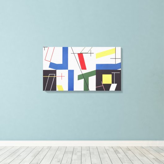 Zes ruimten met kruisingen | Sophie Taeuber-Arp | Canvas Afdruk (Insitu (Houten vloer))