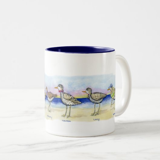 zes sandpipers op een mok (Voorkant rechts)