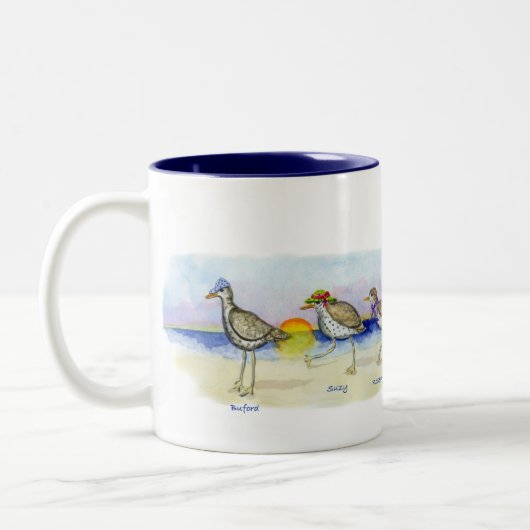 zes sandpipers op een mok (Links)