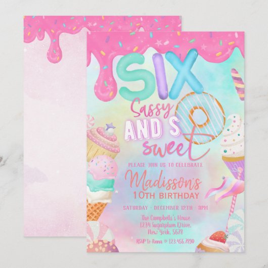 Zes Sassy en zo zoet Kaart (Voorkant / Achterkant)