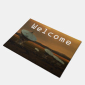 Zes satellieten allemaal in een rij, zeer grote ar deurmat (Schuin)