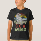 Zes Saurus Dinosaur Birthday 6th TRex Dino T-shirt (Voorkant)