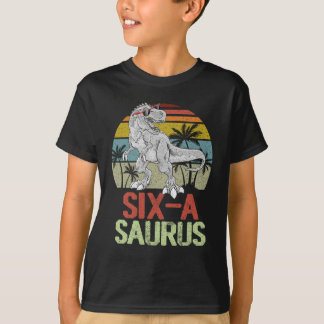 Zes Saurus Dinosaur Birthday 6th TRex Dino T-shirt