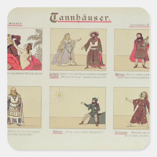 Zes scènes voor de opera "Tannhauser" Vierkante Sticker (Voorkant)
