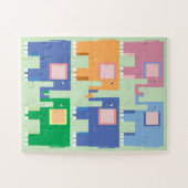 Zes schattige olifanten kinderen legpuzzel (Horizontaal)