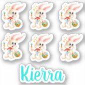 Zes Schattigee paashaas konijnen monogram Sticker (Voorkant)