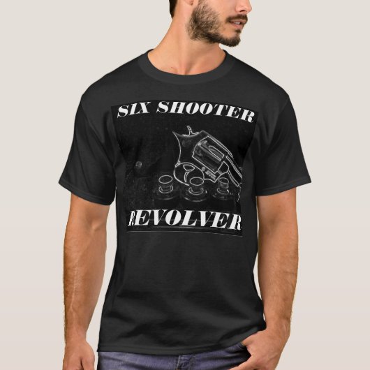 ZES SHOOTER REVOLVER ZWART SHIRT (Voorkant)