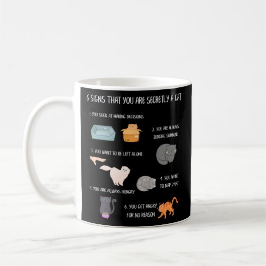 Zes signalen dat je geheim een kat grappigste bent koffiemok (Links)